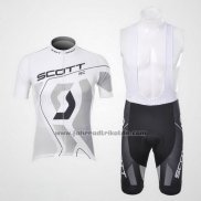 2012 Fahrradbekleidung Scott Wei und Grau Trikot Kurzarm und Tragerhose