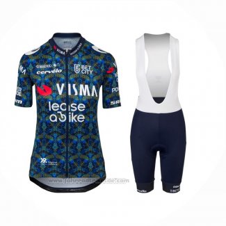 2024 Fahrradbekleidung Frau Jumbo Visma Blau Trikot Kurzarm Und Tragerhose