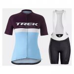 2021 Fahrradbekleidung Frau Trek Hellblau Trikot Kurzarm und Tragerhose 2021 Fahrradbekleidung Frau Trek Hellblau Trikot Kurzarm und Tragerhose