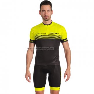 2022 Fahrradbekleidung Scott Gelb Trikot Kurzarm und Tragerhose