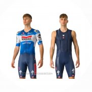 2024 Fahrradbekleidung Deceuninck Quick Step Blau Wei Trikot Kurzarm Und Tragerhose