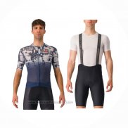 2024 Fahrradbekleidung Castelli Tief Blau Trikot Kurzarm Und Tragerhose