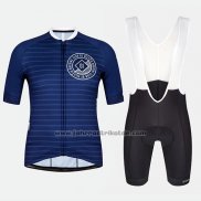 2018 Fahrradbekleidung Machine Club Blau Trikot Kurzarm und Tragerhose