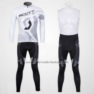 2012 Fahrradbekleidung Scott Wei und Grau Trikot Langarm und Tragerhose