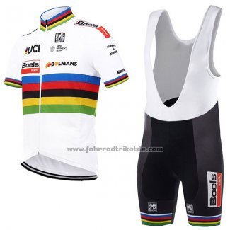 2017 Fahrradbekleidung UCI Weltmeister Boels Dolmans Wei Trikot Kurzarm und Tragerhose