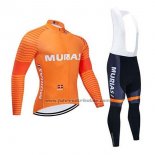 2020 Fahrradbekleidung Euskadi Murias Orange Trikot Langarm und Tragerhose