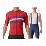 2024 Fahrradbekleidung Castelli Rot Blau Trikot Kurzarm Und Tragerhose