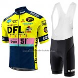 2017 Fahrradbekleidung DFL Gelb Trikot Kurzarm und Tragerhose