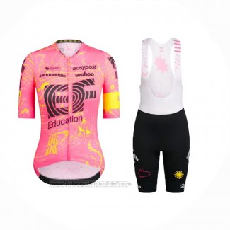 2024 Fahrradbekleidung Frau EF Education Rosa Trikot Kurzarm Und Tragerhose