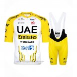 2024 Fahrradbekleidung UAE Gelb Wei Trikot Kurzarm Und Tragerhose