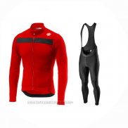 2024 Fahrradbekleidung Castelli Rot Trikot Langarm Und Tragerhose