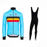 2023 Fahrradbekleidung Belgien Hellblau Trikot Langarm Und Tragerhose 2023 Fahrradbekleidung Belgien Hellblau Trikot Langarm Und Tragerhose