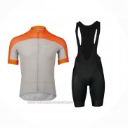 2024 Fahrradbekleidung POC Orange Grau Trikot Kurzarm Und Tragerhose