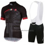 2016 Fahrradbekleidung Castelli Shwarz und Grau Trikot Kurzarm und Tragerhose