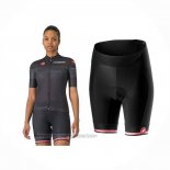 2024 Fahrradbekleidung Frau Giro d'Italia Shwarz Trikot Kurzarm Und Tragerhose