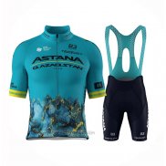 2024 Fahrradbekleidung Astana Hellblau Trikot Kurzarm Und Tragerhose