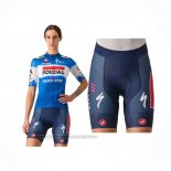 2024 Fahrradbekleidung Frau Deceuninck Quick Step Blau Trikot Kurzarm Und Tragerhose