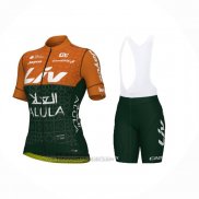 2024 Fahrradbekleidung Frau Jayco AlUla Orange Volett Trikot Kurzarm Und Tragerhose