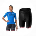 2024 Fahrradbekleidung Frau Giro d'Italia Blau Trikot Kurzarm Und Tragerhose