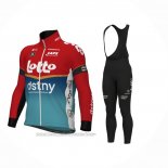 2024 Fahrradbekleidung Lotto Dstny Hellblau Rot Trikot Langarm Und Tragerhose