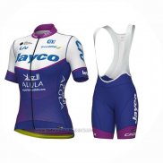 2023 Fahrradbekleidung Frau Jayco Alula Volett Wei Trikot Kurzarm Und Tragerhose