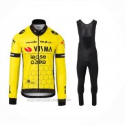 2024 Fahrradbekleidung Jumbo Visma Gelb Shwarz Trikot Langarm Und Tragerhose