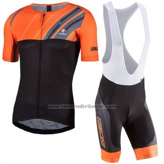 2017 Fahrradbekleidung Nalini Roma Shwarz und Orange Trikot Kurzarm und Tragerhose