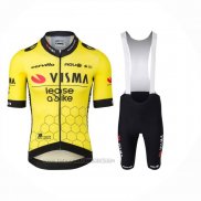 2024 Fahrradbekleidung Jumbo Visma Gelb Shwarz Trikot Kurzarm Und Tragerhose